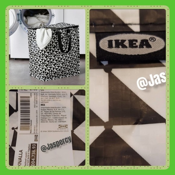 IKEA - KNALLA Two (2) Reusable Tote Bags Black & White Geometric Storage Eco - Picture 2 of 11
